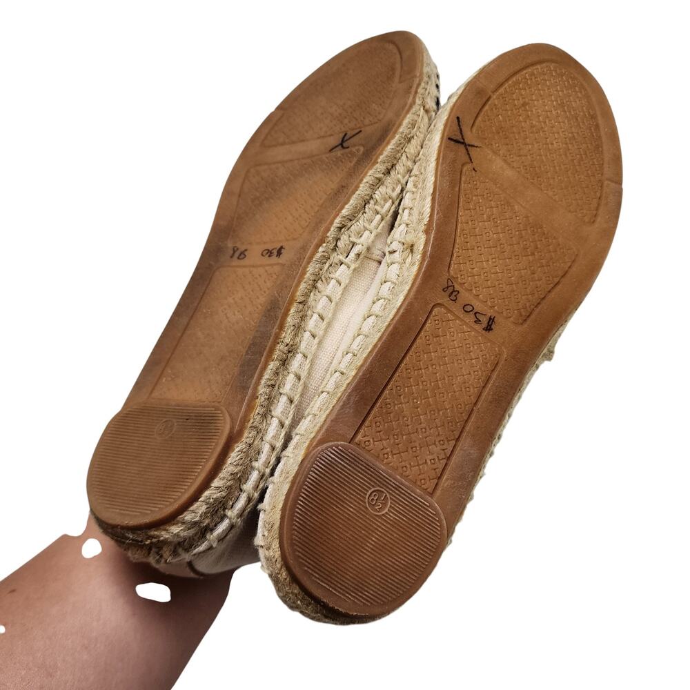 Tory Burch Two-Tone Canvas Espadrille Flats in Beige and Black - Picture 9 of 10